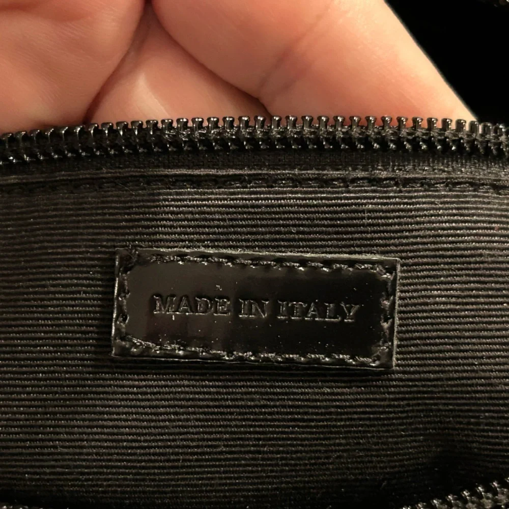 Kate Spade Shoulder Bag Black/Gray Wool Pinstriped Made In Italy